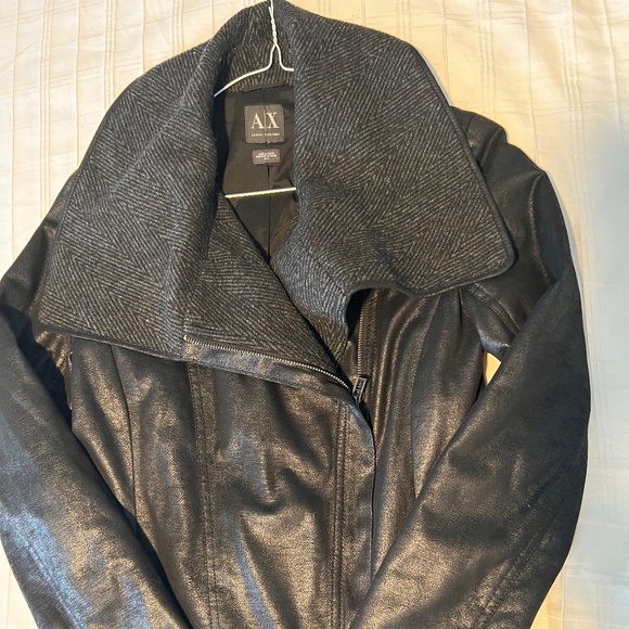 A/X Armani Exchange Jackets & Blazers - Armani Exchange Faux Leather Zip- Up Jacket with Cowl Neck